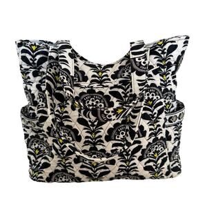 Vera Bradley Fanfare Quilted Tote Bag Shoulder Side Pockets Travel Everyday Work